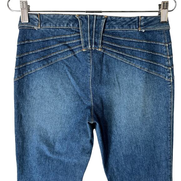 VTG Cache Jeans Y2K Low Rise Flare Pintuck Design Funky Clubwear‎ Medium Wash - Picture 3 of 13